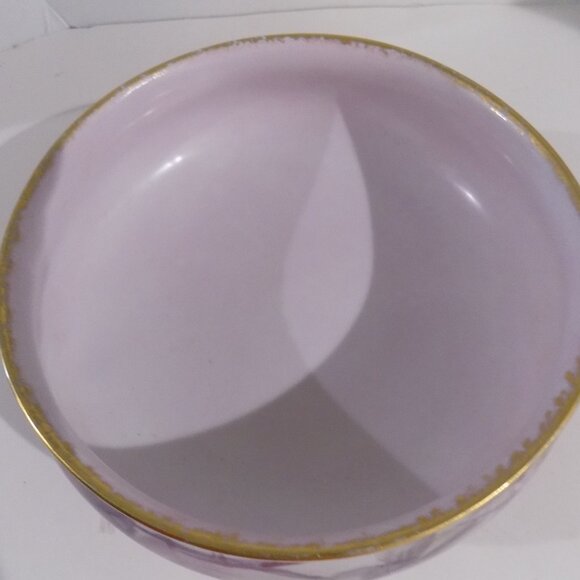 Vintage Limoges France 3 Footed Bowl Dish Pink Purple Roses - Picture 7 of 14